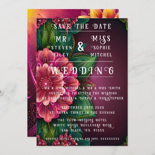 エレガントフローラ結婚式招待状スイート 招待状 (正面/裏面)