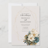 エレガントフローラ結婚式招待状モダンスクリプト 招待状 (正面)