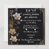 エレガントフローラ結婚式招待状金ゴールドとシルバー 招待状 (正面)