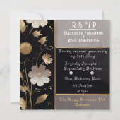 エレガントフローラ結婚式招待状金ゴールドとシルバー 招待状 (正面)