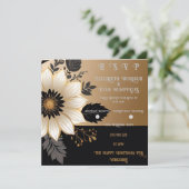 エレガントフローラ結婚式招待状金ゴールドとシルバー 招待状 (スタンド正面)