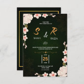 エレガントフローラ結婚式招待状 | カスタマイズ可能 出欠カード (正面/裏面)