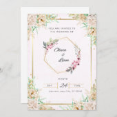 エレガントフローラ結婚式招待状 | カスタマイズ可能 招待状 (正面/裏面)