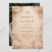 エレガントフローラ結婚式招待状 | カスタマイズ可能 招待状 (正面/裏面)