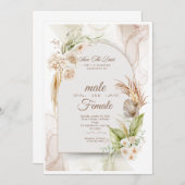 エレガントフローラ結婚式招待状 | カスタマイズ可能 招待状 (正面/裏面)