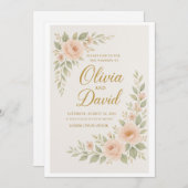 「エレガントフローラ結婚式招待状 | カスタマイズ可能 招待状 (正面/裏面)