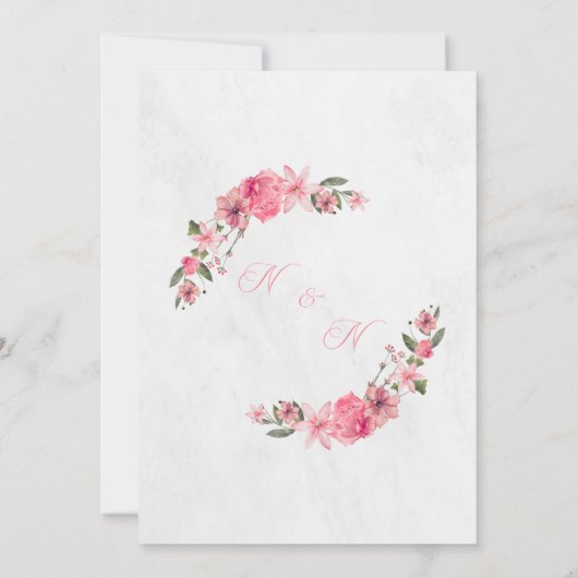エレガントフローラ結婚式招待状_ピンクアーチデザイン 招待状 (裏面)