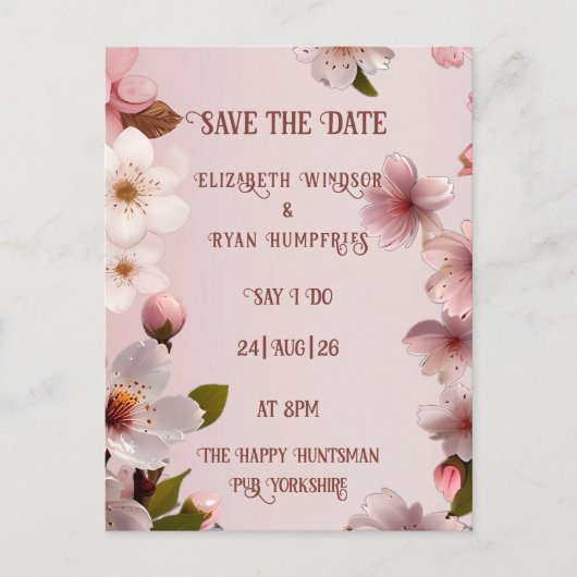 エレガントフローラ結婚式招待状 ポストカード (正面)