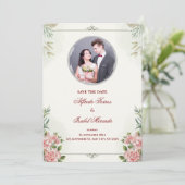 エレガントフローラ結婚式招待状(写真あり) 招待状 (スタンド正面)