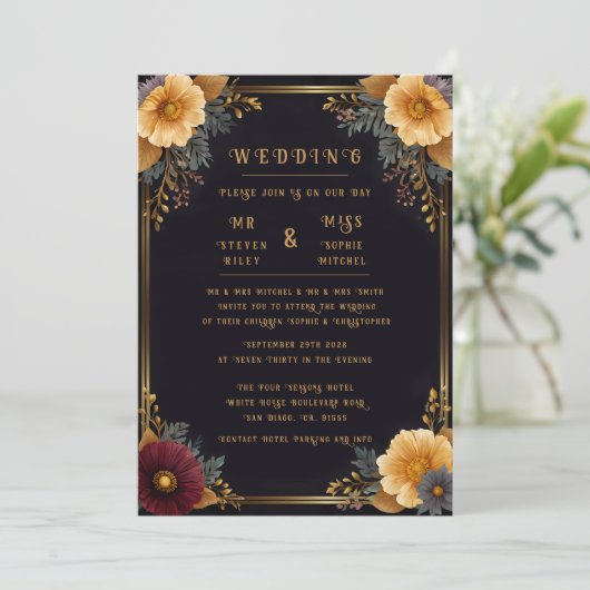 エレガントフローラ結婚式招待状 招待状 (スタンド正面)