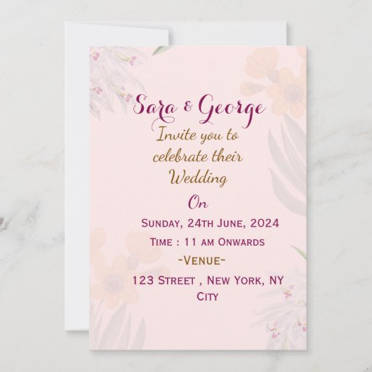 エレガントフローラ結婚式招待状 招待状 (正面)