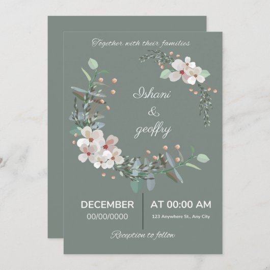 エレガントフローラ結婚式招待状 招待状 (正面/裏面)