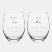 エレガントフローラ結婚抱擁の永遠の願 ステムなしワイングラス (正面)