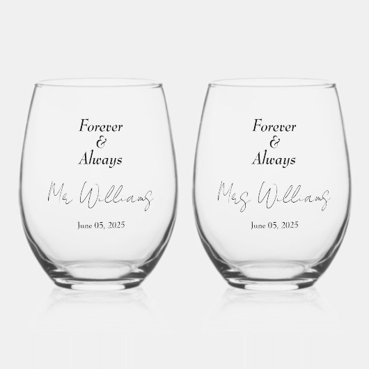 エレガントフローラ結婚抱擁の永遠の願 ステムなしワイングラス (正面)