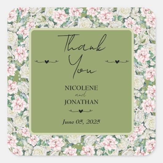 エレガントフローラ結婚抱擁 スクエアシール (正面)