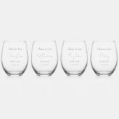 エレガントフローラ結婚抱擁 ステムなしワイングラス (正面)