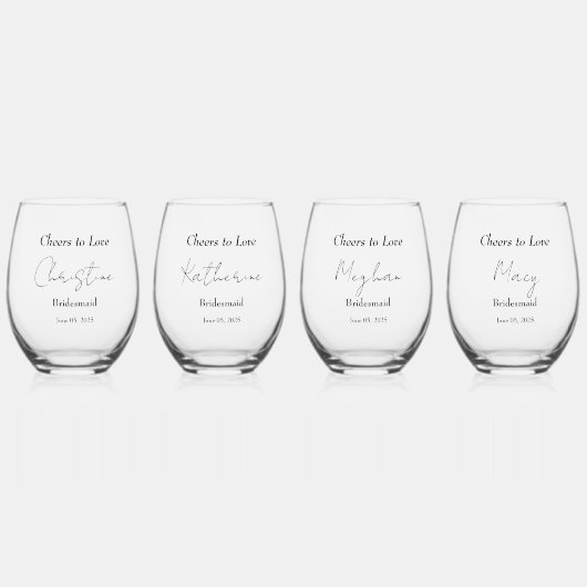 エレガントフローラ結婚抱擁 ステムなしワイングラス (正面)