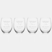 エレガントフローラ結婚抱擁 ステムなしワイングラス (正面)