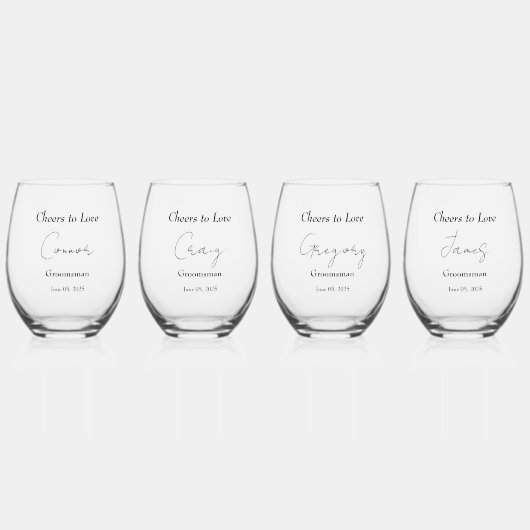 エレガントフローラ結婚抱擁 ステムなしワイングラス (正面)