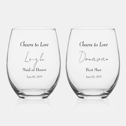 エレガントフローラ結婚抱擁 ステムなしワイングラス (正面)