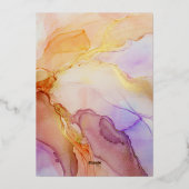 エレガントフローラ結婚抽象芸術金ゴールド 箔招待状 (裏面)