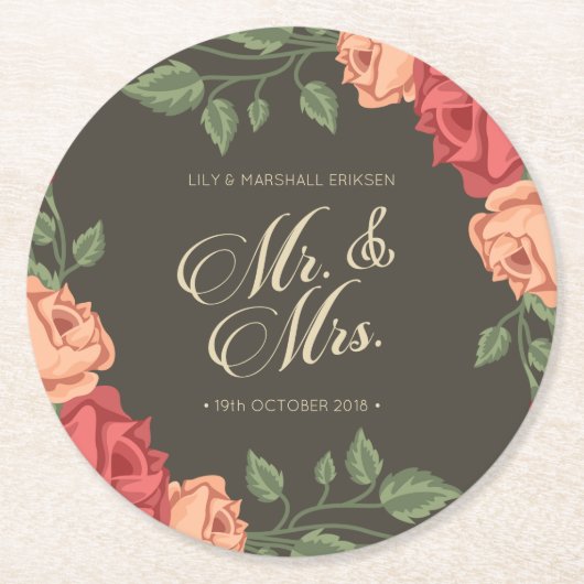 エレガントフローラ結婚氏 |紙コースター ラウンドペーパーコースター (正面)