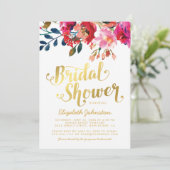 エレガントフローラ結婚白金ゴールドブライダルシャワー 招待状 (スタンド正面)