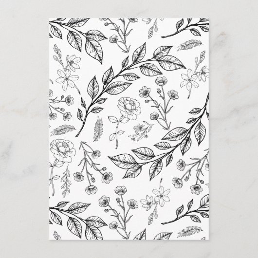 エレガントフローラ結婚白黒 エンクロージャーカード (裏面)