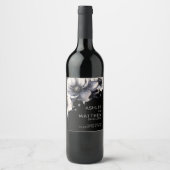 エレガントフローラ結婚白黒 ワインラベル (正面)