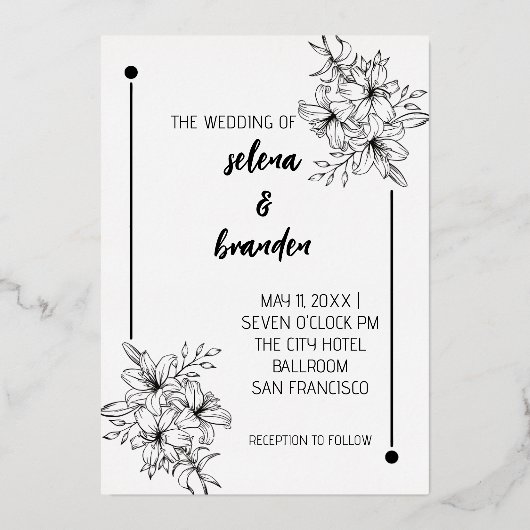 エレガントフローラ結婚箔招待状 箔招待状 (正面)