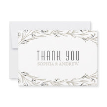 エレガントフローラ結婚素朴サンキューカード