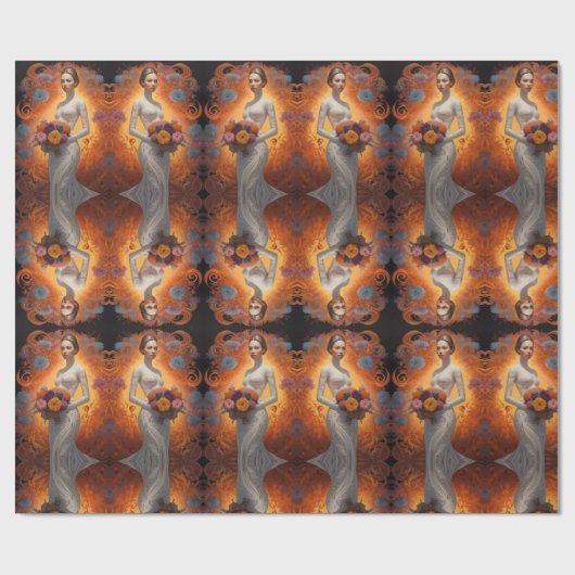 エレガントフローラ結婚花嫁 ラッピングペーパー (フラット)