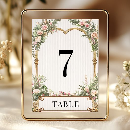 エレガントフローラ結婚金ゴールドのテーブル番号 招待状