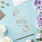 エレガントフローラ結婚金ゴールドの歓迎サイン アクリル招待状 (インサイチュ (ウェディング))