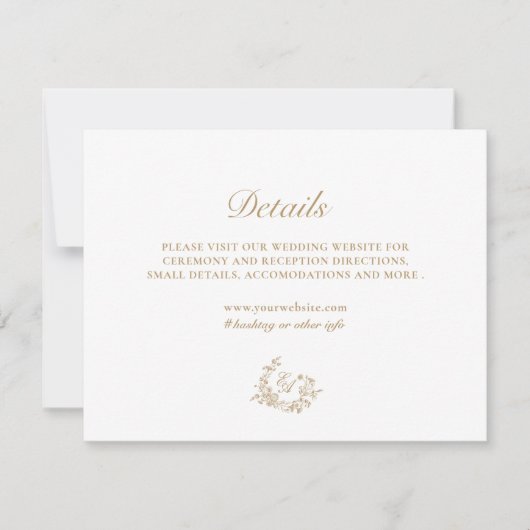 エレガントフローラ結婚金ゴールドの詳細カード 招待状 (正面)