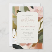 エレガントフローラ絵を描花45誕生日 招待状 (正面)
