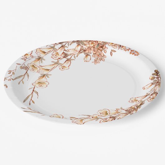 エレガントフローラ緑のブライダルシャワー結婚ズ ペーパープレート (アングル)