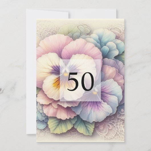 エレガントフローラ緑水カラー誕生日パーティー 招待状 (正面)