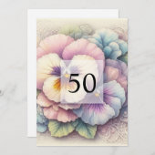 エレガントフローラ緑水カラー誕生日パーティー 招待状 (正面/裏面)