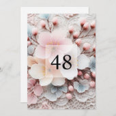 エレガントフローラ緑水カラー誕生日パーティー 招待状 (正面/裏面)