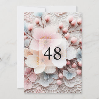 エレガントフローラ緑水カラー誕生日パーティー 招待状