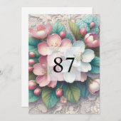 エレガントフローラ緑水カラー誕生日パーティー 招待状 (正面/裏面)