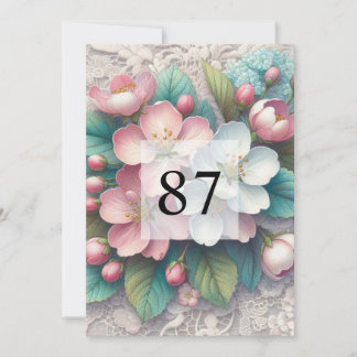 エレガントフローラ緑水カラー誕生日パーティー 招待状