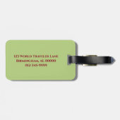 エレガントフローラ緑薄紫横ストライプ断 ラゲッジタグ (裏面横)