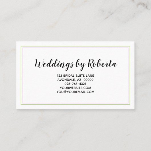 エレガントフローラ緑薄紫水平ストライプ 名刺 (裏面)