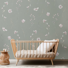 エレガントフローラ緑 壁紙