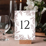 エレガントフローラ線スケッチラストレッド結婚ズ テーブルナンバー<br><div class="desc">この美し結婚いテーブル番号カードは、シナモン/錆び赤のフローララインスケッチフレームを備えている。スタイリッシュ、エレガントクラシック – 特別な日にぴったり！</div>