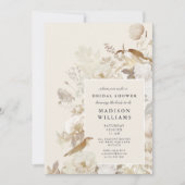 エレガントフローラ自然シッククリームブライダルシャワー 招待状 (正面)