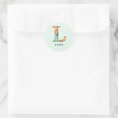 エレガントフローラ自然文字L名パーソナライズされた前 ラウンドシール (バッグ)