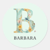 エレガントフローラ自然B名パーソナライズされた前 ラウンドシール (正面)